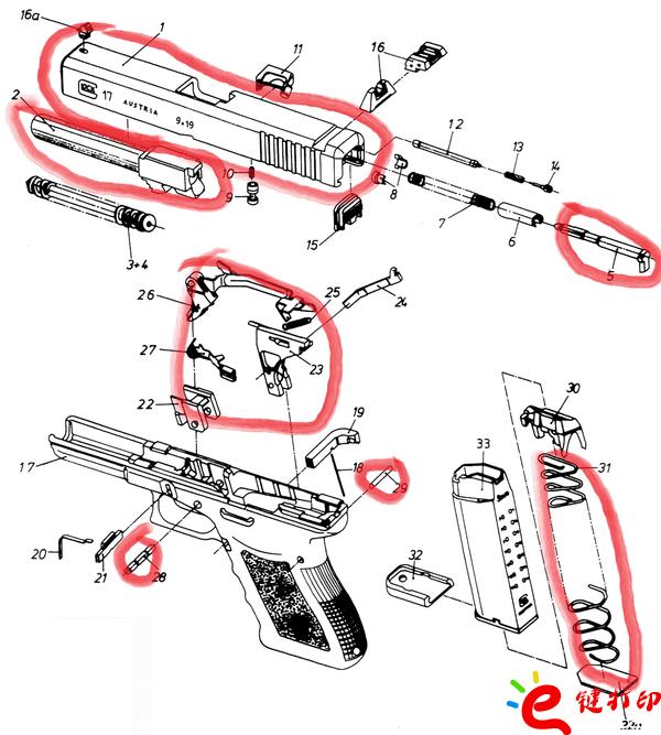 3d打印枪支拆解模型图